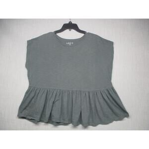 LOFT Gray Flowy Casual‎ Peplum Cap Sleeve Top Women's Size L